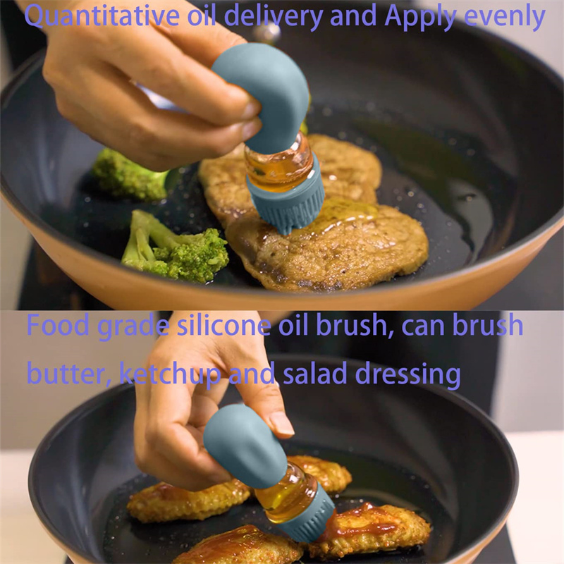 2 in 1 Glass Olive Oil Bottle and Brush Silicone Dropper Measuring Oil Dispenser Bottle for Kitchen Cooking Baking BBQ