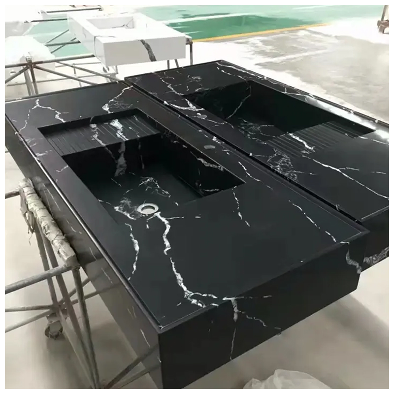 Nero Marquina Black Quartz Bathroom Washbasin
