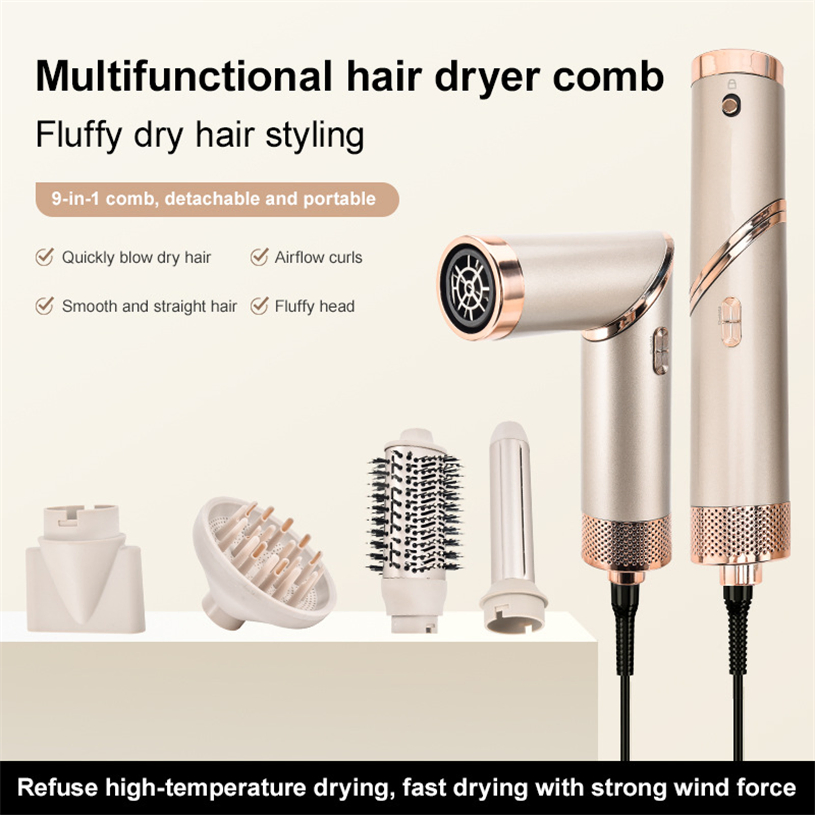 Multi-Functional Folding Hot Air Comb Multi-Head 5-in-1 Curling Iron Conditioner Household Hair Dryer
