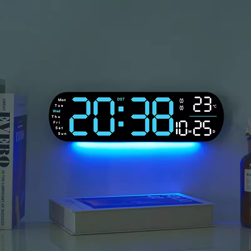 Luminous Color Changing Auto-Dimming Electronic Alarm Clock Multifunctional Remote Control LED Digital Wall Clock
