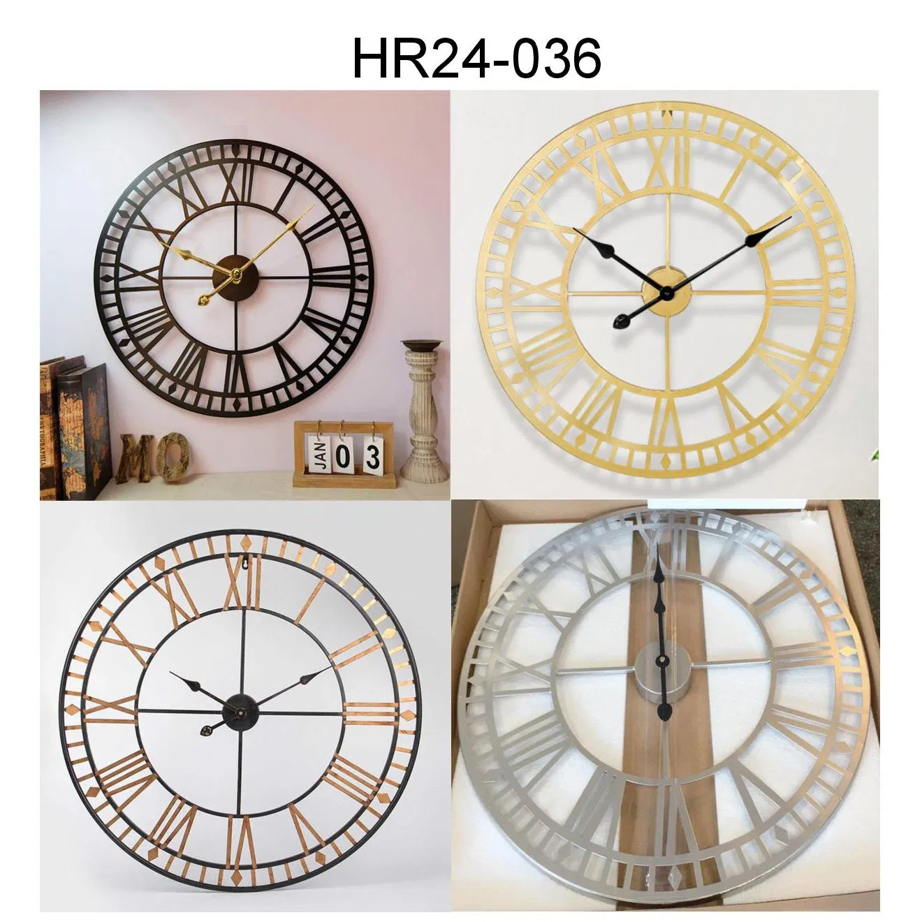 Dia 40/50/60cm Large Round Decorative Metal Wall Clock Silent Metal Wall Clock Home Decoration Promotion Gift Clock for Kitchen/Living /Bed Room--93-148-5