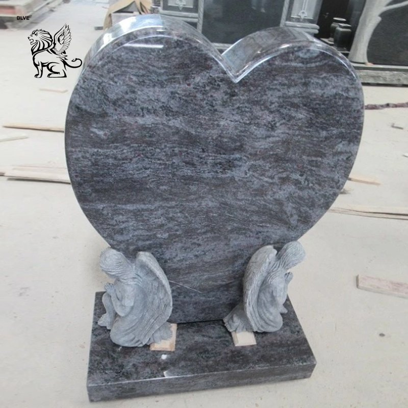 Black Natural Stone Cemetery Guardian Angel Gravestone Granite Grave Monument Tombstone Factory