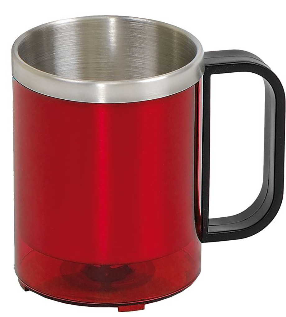 Stainless Steel Double-Layer Coffee Mugs Set with Metal Rack Stackable