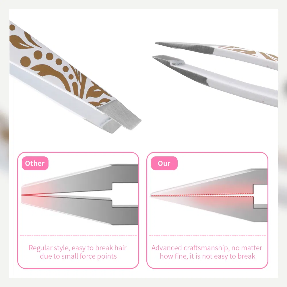 Squared Brow Eyebrow Hair Removal Tweezers Professional Stainless Steel Slanted Makeup Eyelash Tweezers