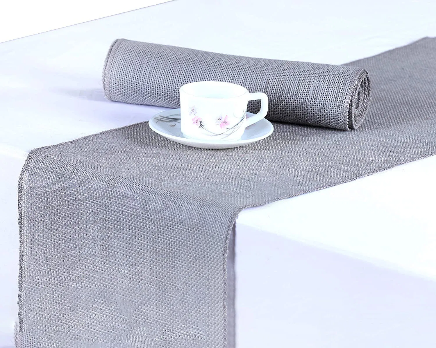 Customized Gray Party Home Decor Jute Table Runner