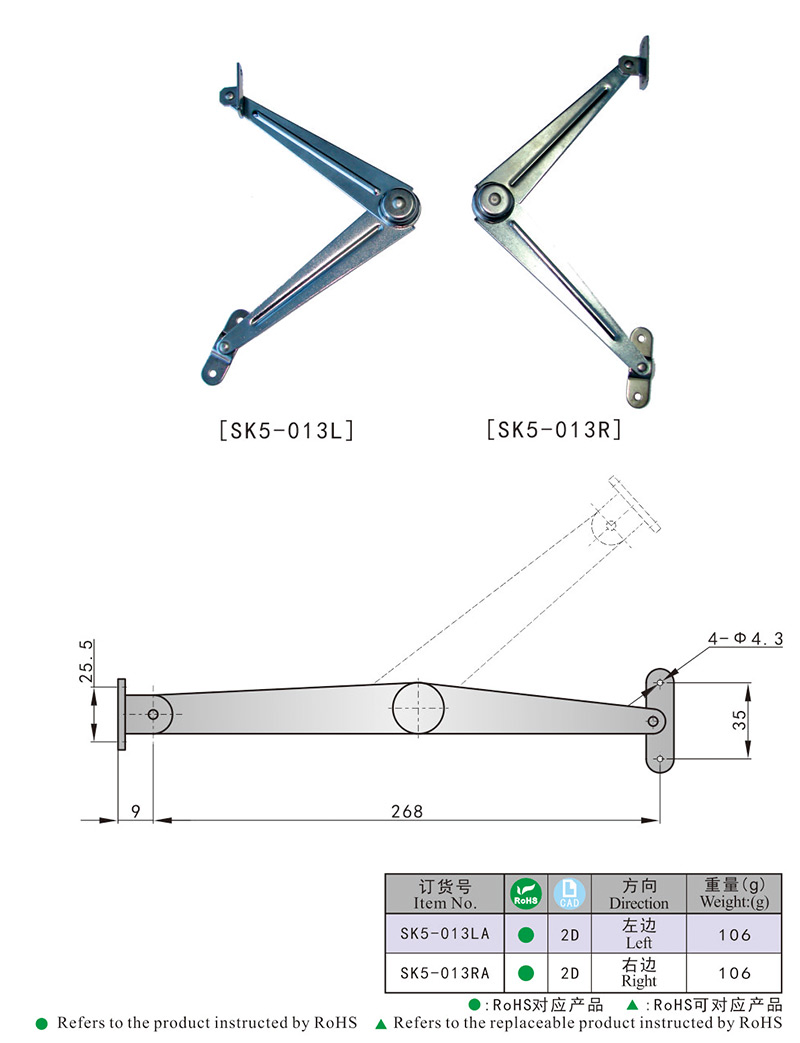 Sk5-013 Concealed Installation Multiple Active Pivot Iron Stay