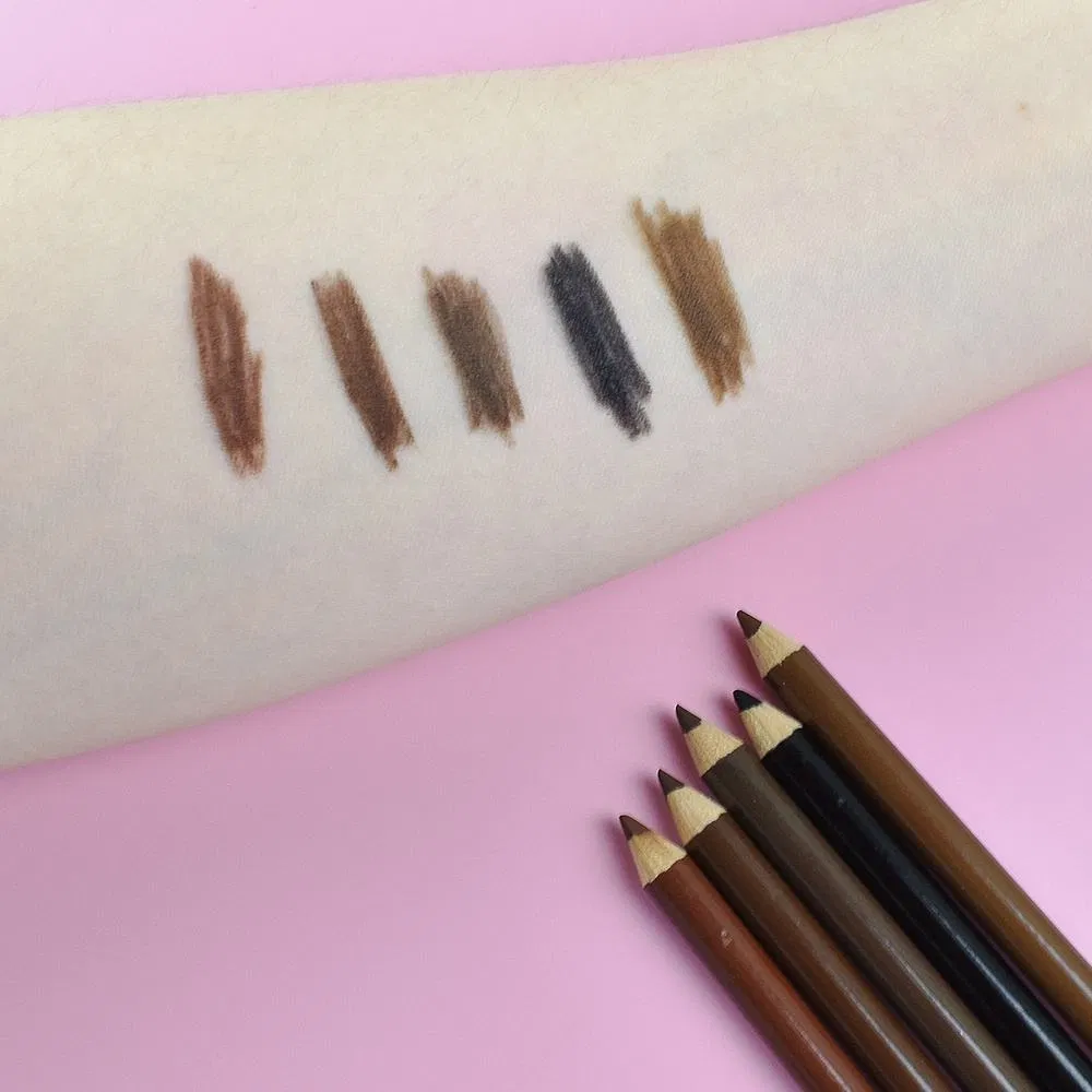 Vegan Five Color Waterproof Dual Wooden Brown Eyebrow Pencil Sharpener Pencil