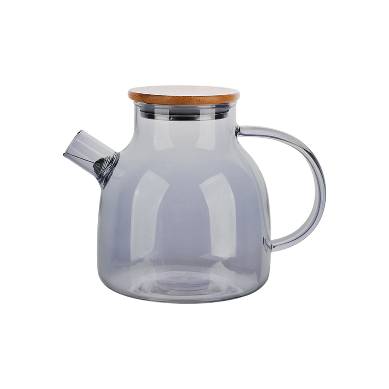 Borosilicate Glass Tea Pot Transparent 1200ml Kettle with Bamboo Lid and Spring Strainer Chinese Supplier