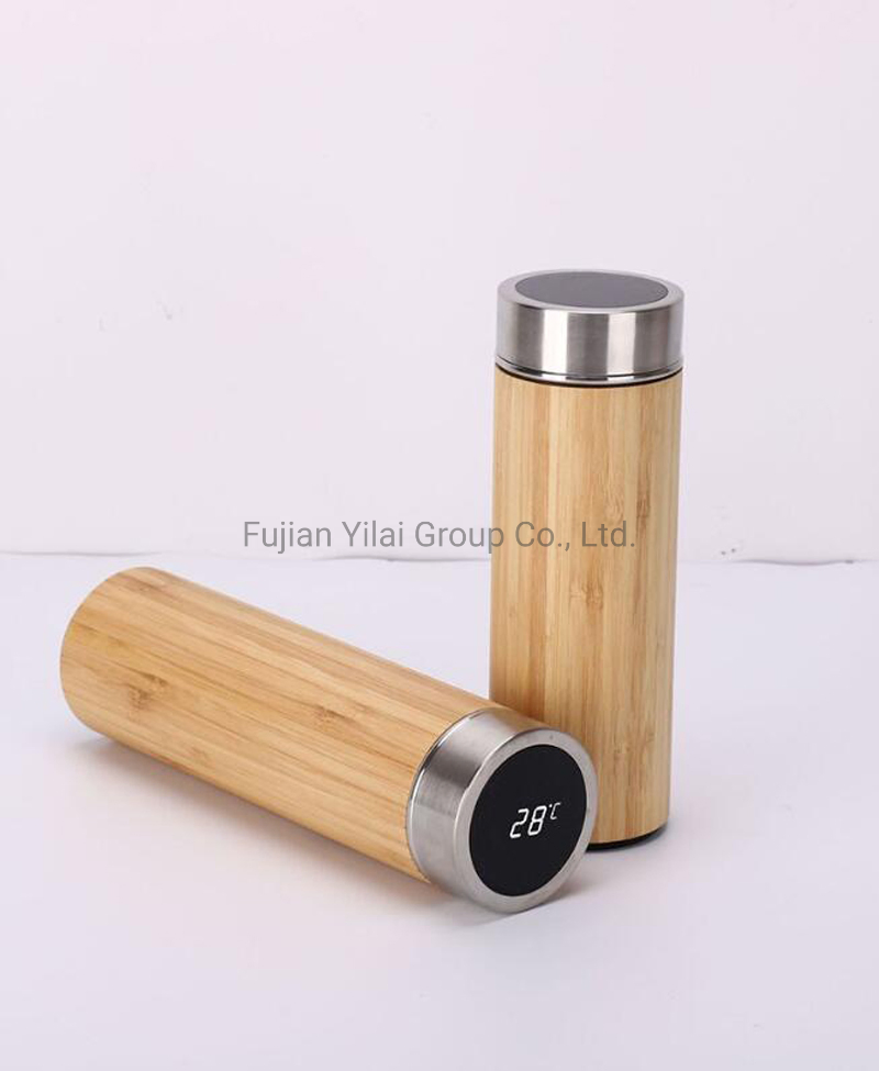Double Walled Bamboo Vacuum Insulated Tea Infuser Water Bottle with Tea Strainer Travel Vacuum Flask