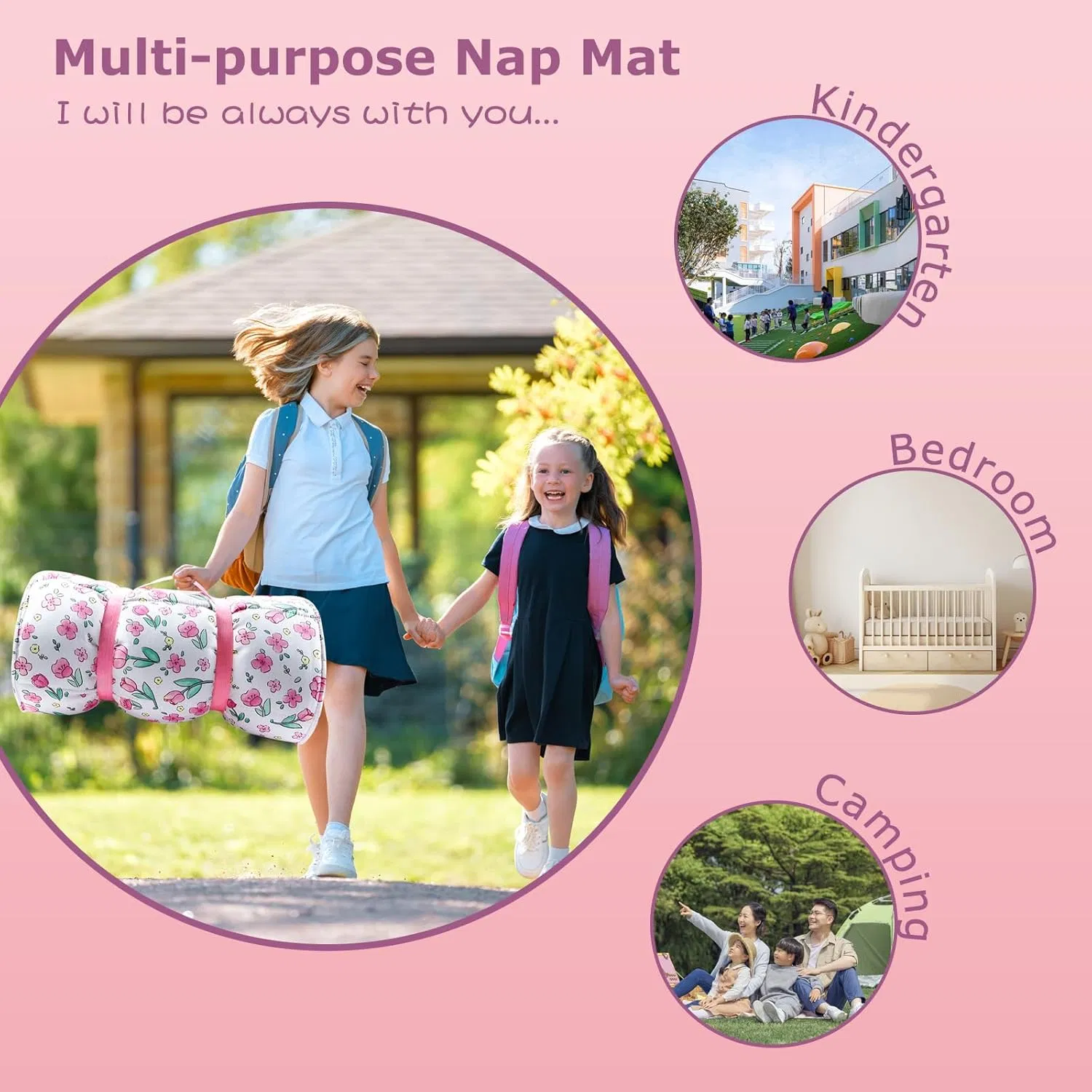 Toddler Nap Mat with Pillow & Blanket for 3-7 Years Boys Girls