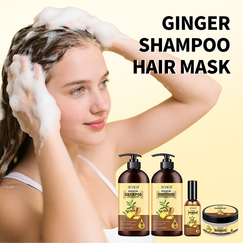 Ginger Hair Growth Set Private Label 500ml Natural Tea Tree Repairing Nourishing Hair Thickening Shampoo
