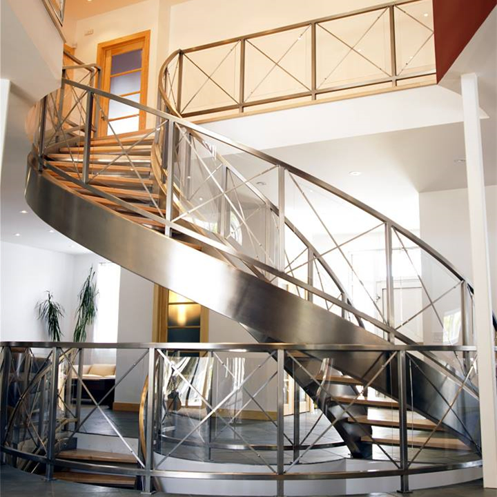 Best Price Curved Glass Staircases with Bent Glass Railing/Glass Spiral Staircase