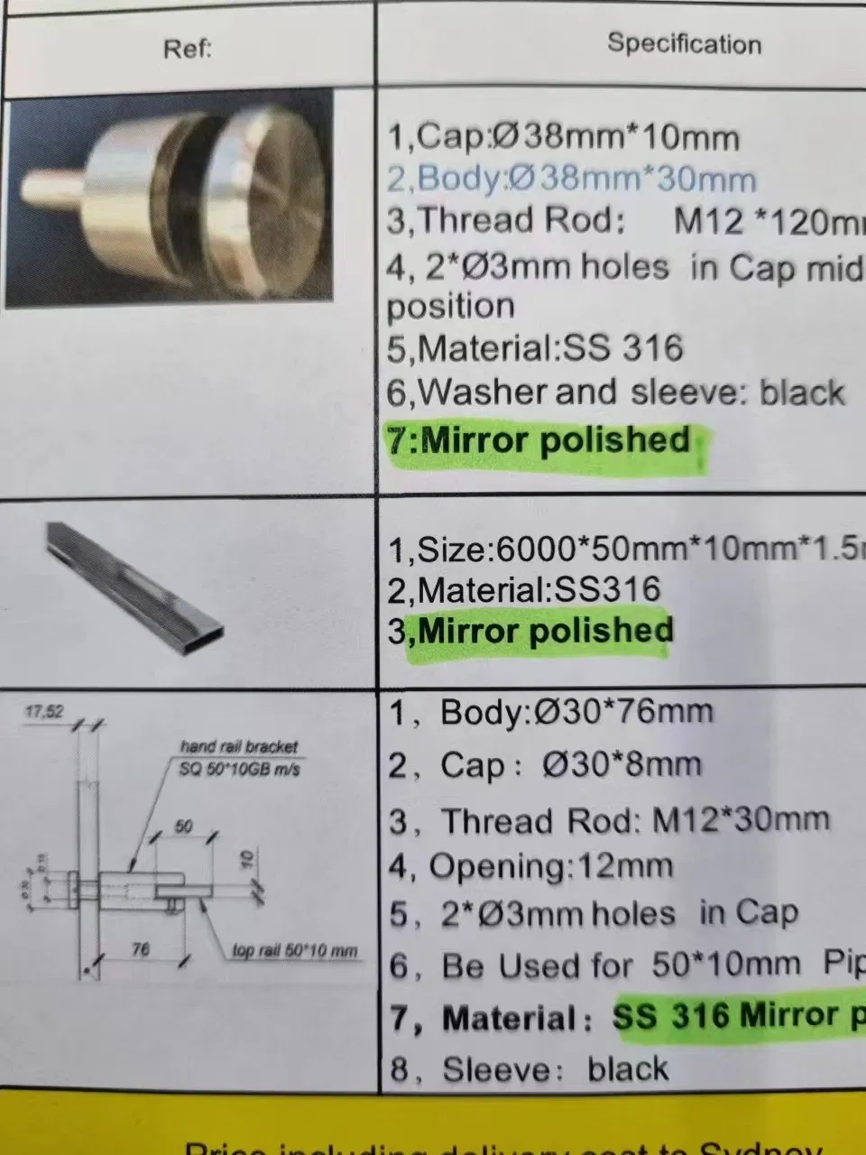 Stainless Steel 50*10mm Square Handrail Connector