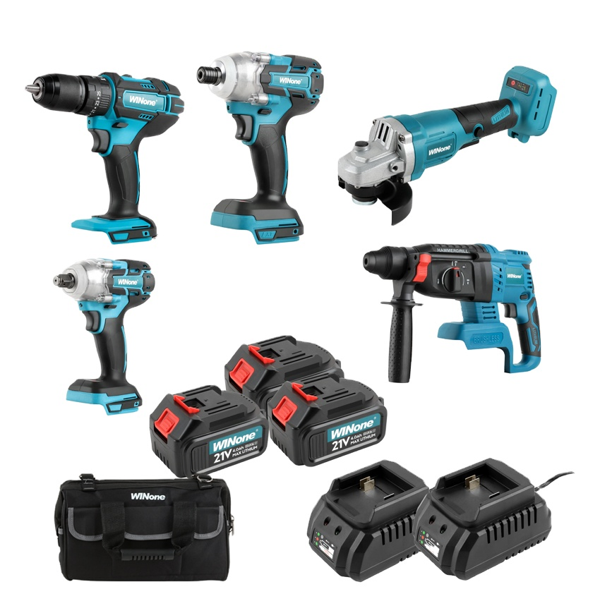 18V Brushless Drill Set 4 in 1 Angle Grinder Battery Power Cordless Tools Combo Set Home Hardware Kit
