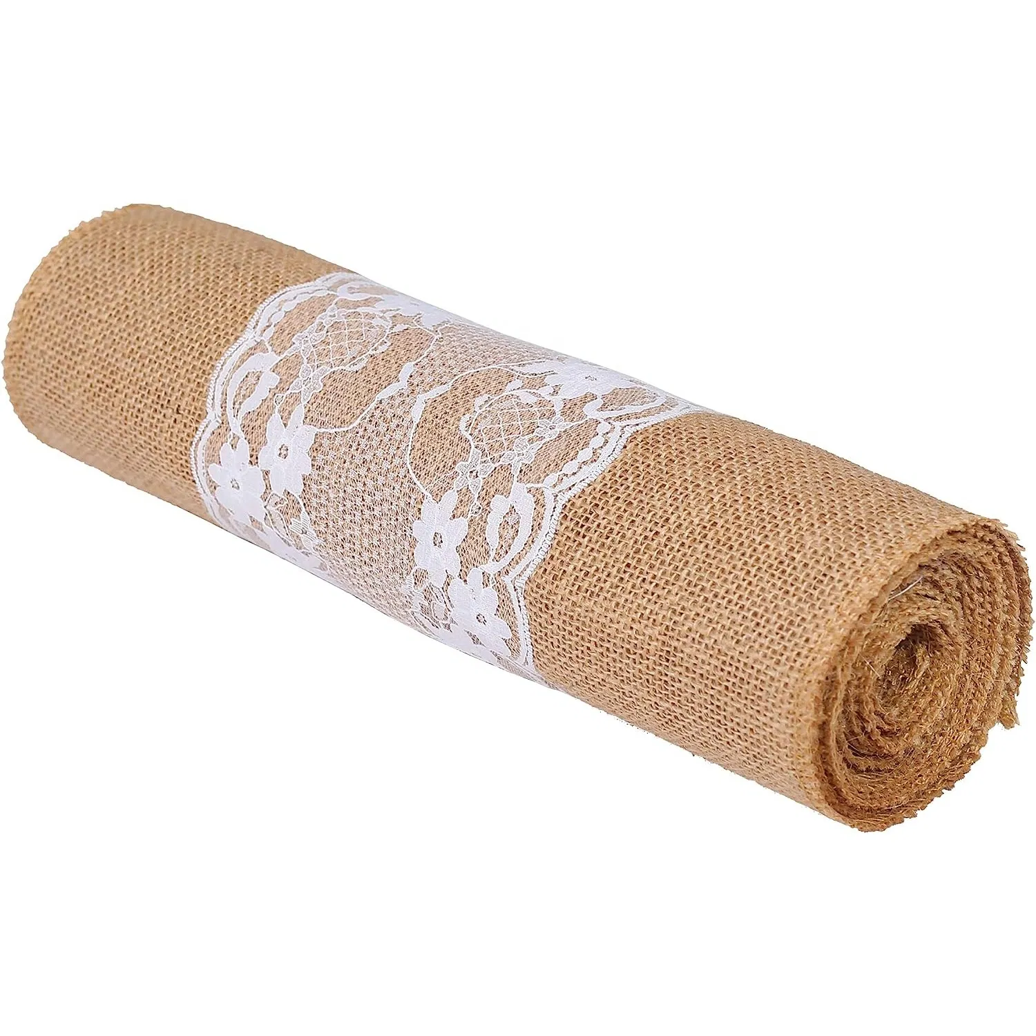 12 X 108 Inch Burlap Lace Table Cover Natural Jute Lace Burlap Table Runner