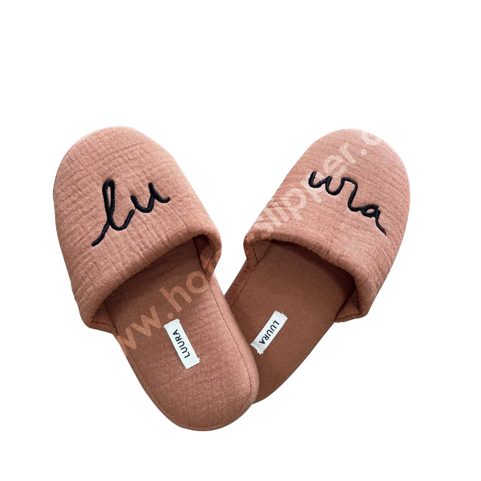 Comfortable Handmade Cotton Slippers for Hotel Use with Cork PU Sole