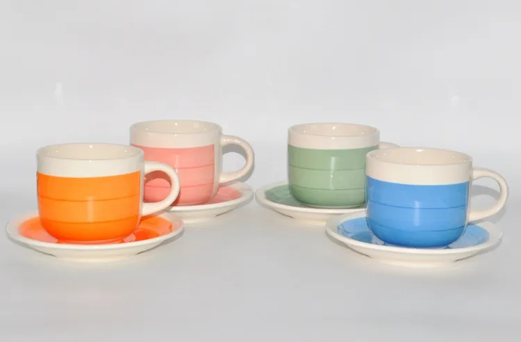 Ceramic Hand Painted Cup and Saucer Handmade Porcelain Coffee Cup