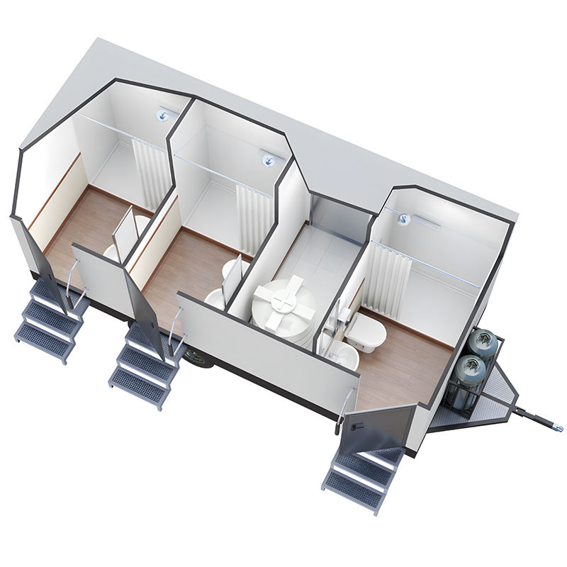 Portable Luxury Bathroom Trailer with Shower and Toilet Prefabricated for Weddings Mobile Shower Trailer