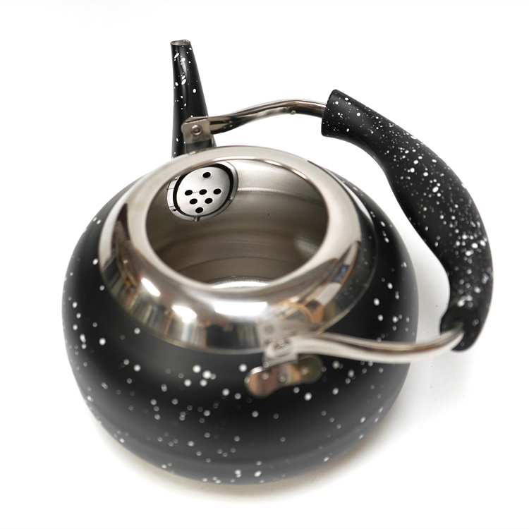 Чайник из нержавеющей стали с ситечком, мраморный дизайн