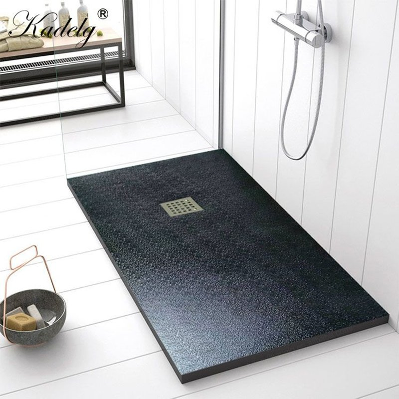 Modern Design Slip Resistant Textured Shower Tray Plate Grey Rectangular Resin Shower Base Pan