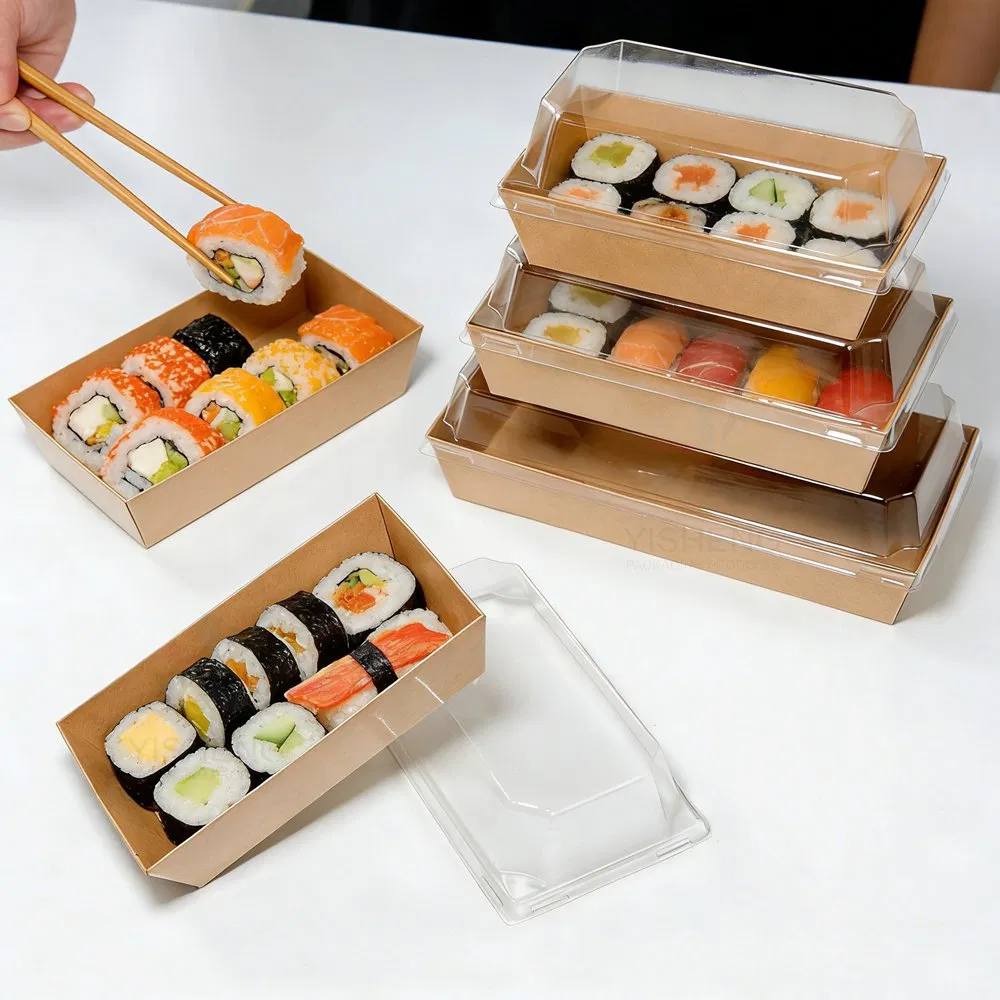 High-Quality Custom Takeout Disposable Food Grade Sushi Charcuterie Packaging Paper Box with Logo