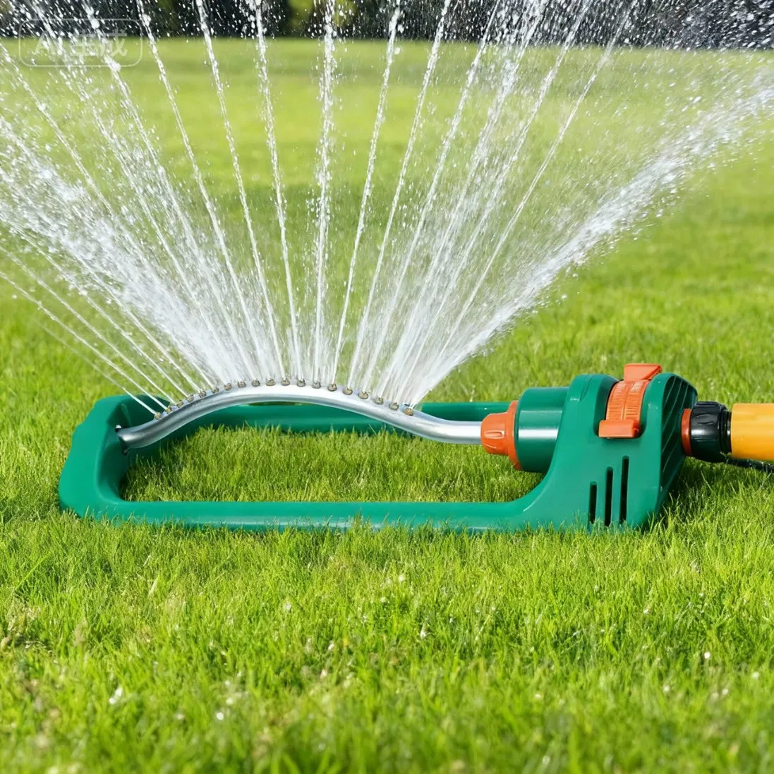 Heavy Duty Outdoor Irrigation Oscillating Sprinkler Garden Irrigation Sprinkler with 15 Hole Water Nozzles Lawn Sprinkler