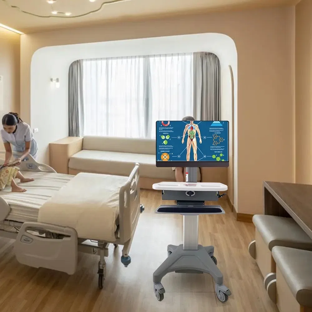 OEM Clinical Workstation Can Be Lifted and Lowered Electrically Hospital Trolley
