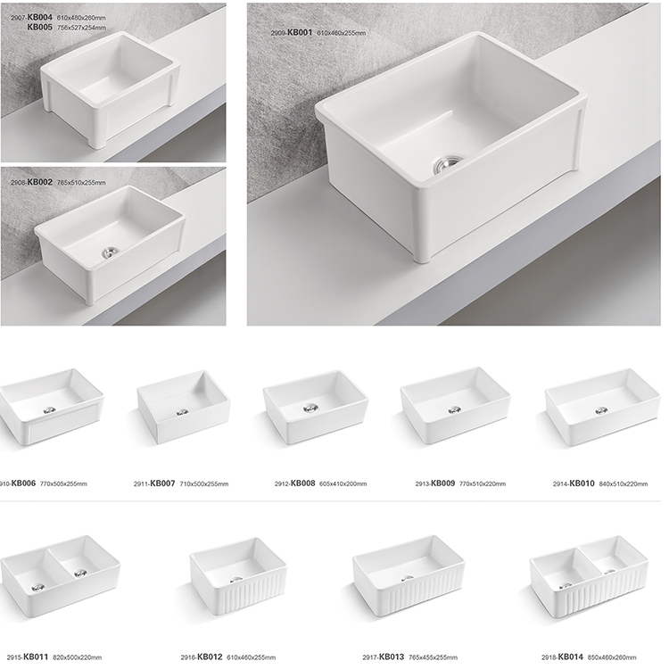 Farmhouse Sink Deep Single Bowl White Ceramic Porcelain Fireclay Apron-Front Kitchen Farmhouse Sink