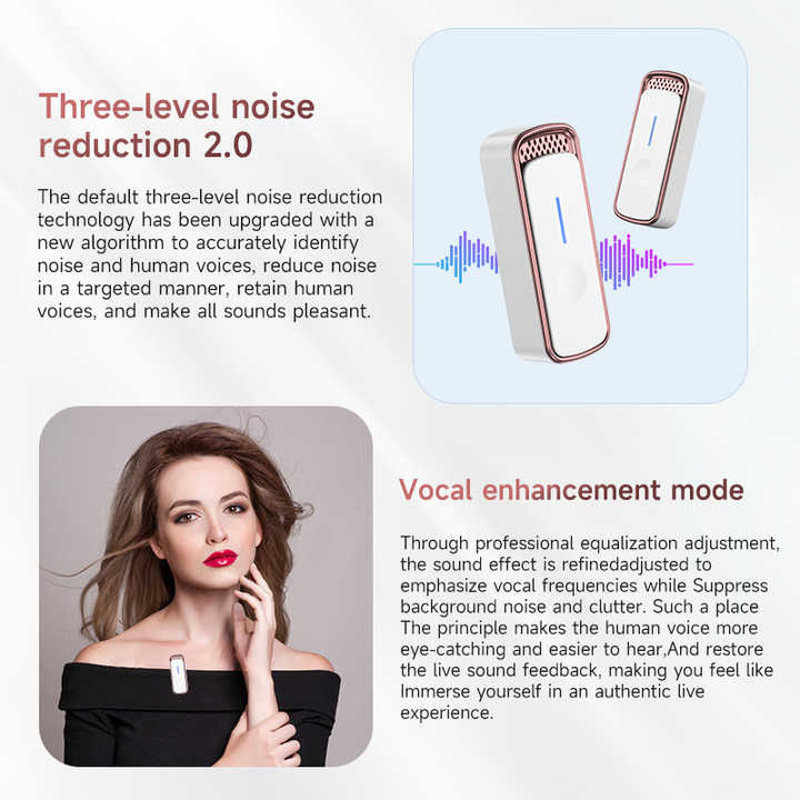 2.4G Noise Reduction 3 in 1 Dual Wireless Lavalier Microphone