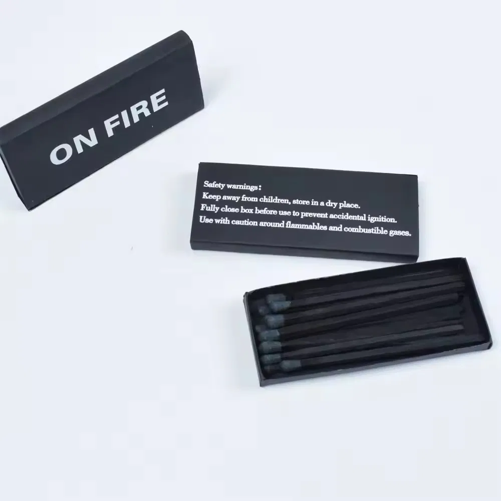 Bulk Natural Matches Custom Wholesale Safety Black Wood Matches Household Candle Match