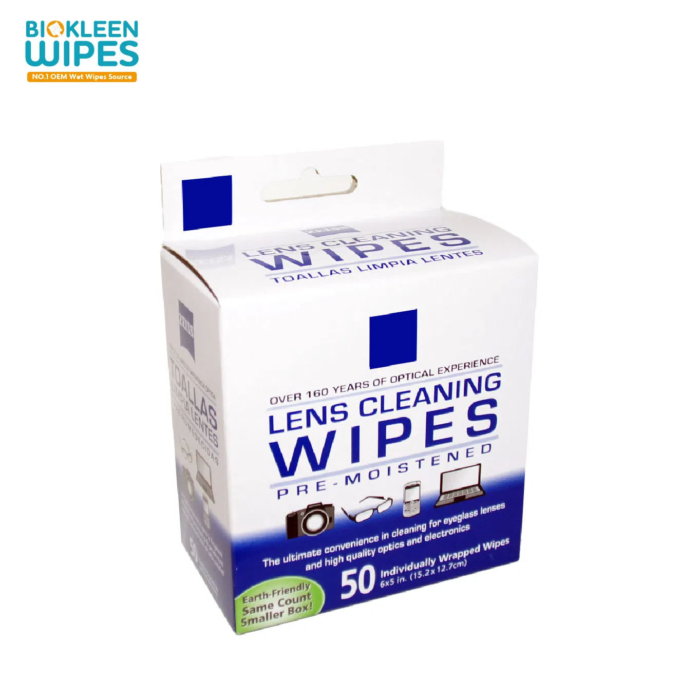 Biokleen 200CT Box Individual Wet Lens Wipes Anti Fog Lens Wet Wipes Lens Cleaning Wet Wipes