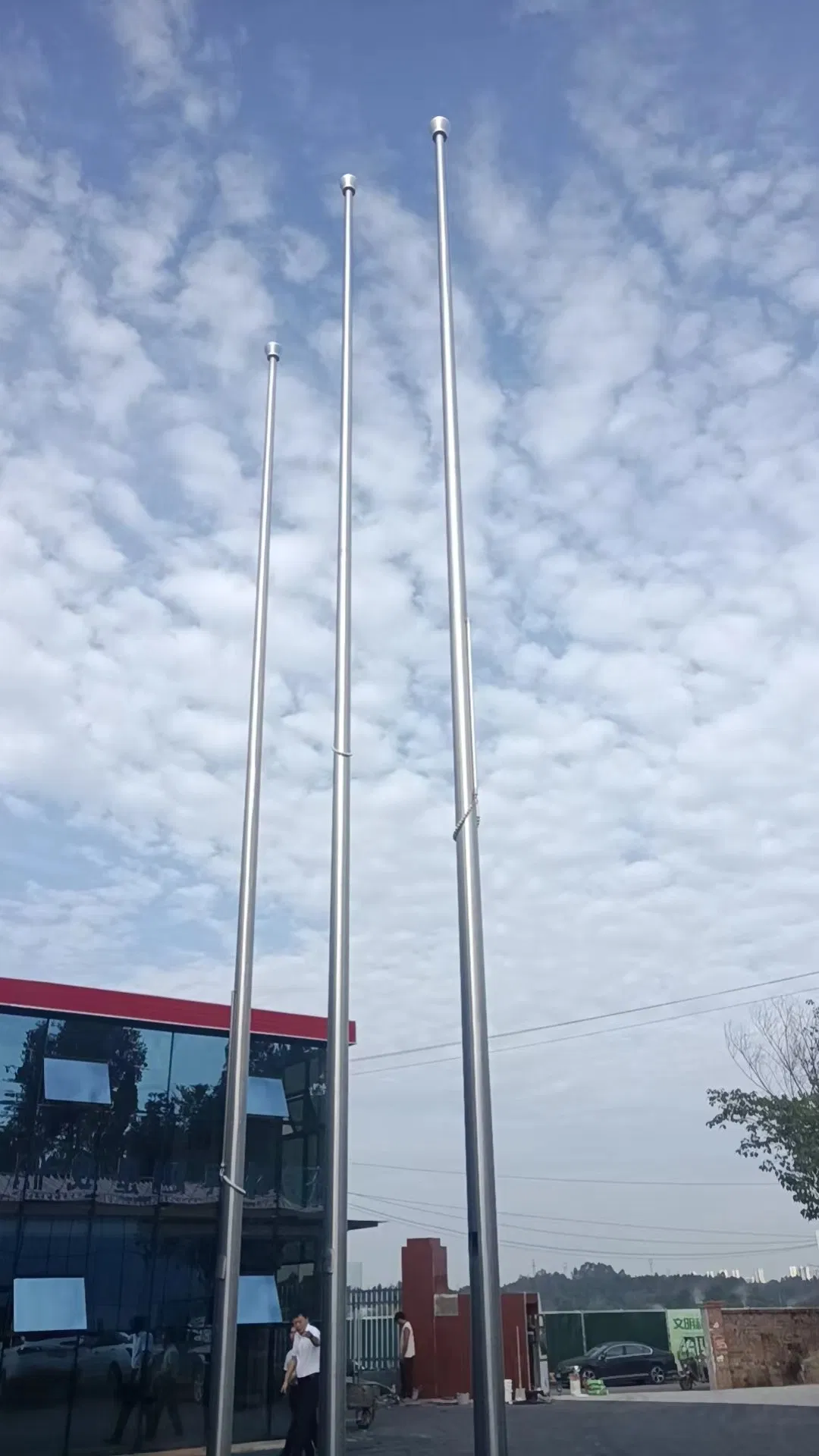 Heavy Duty Multi-Po Flexible Polyester Banner Flags Gold Silver Color Outdoor Flagpole