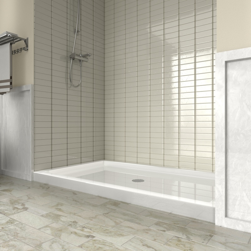 Rectangle Shaped White Acrylic Shower Base Tray with Drain for Shower Room