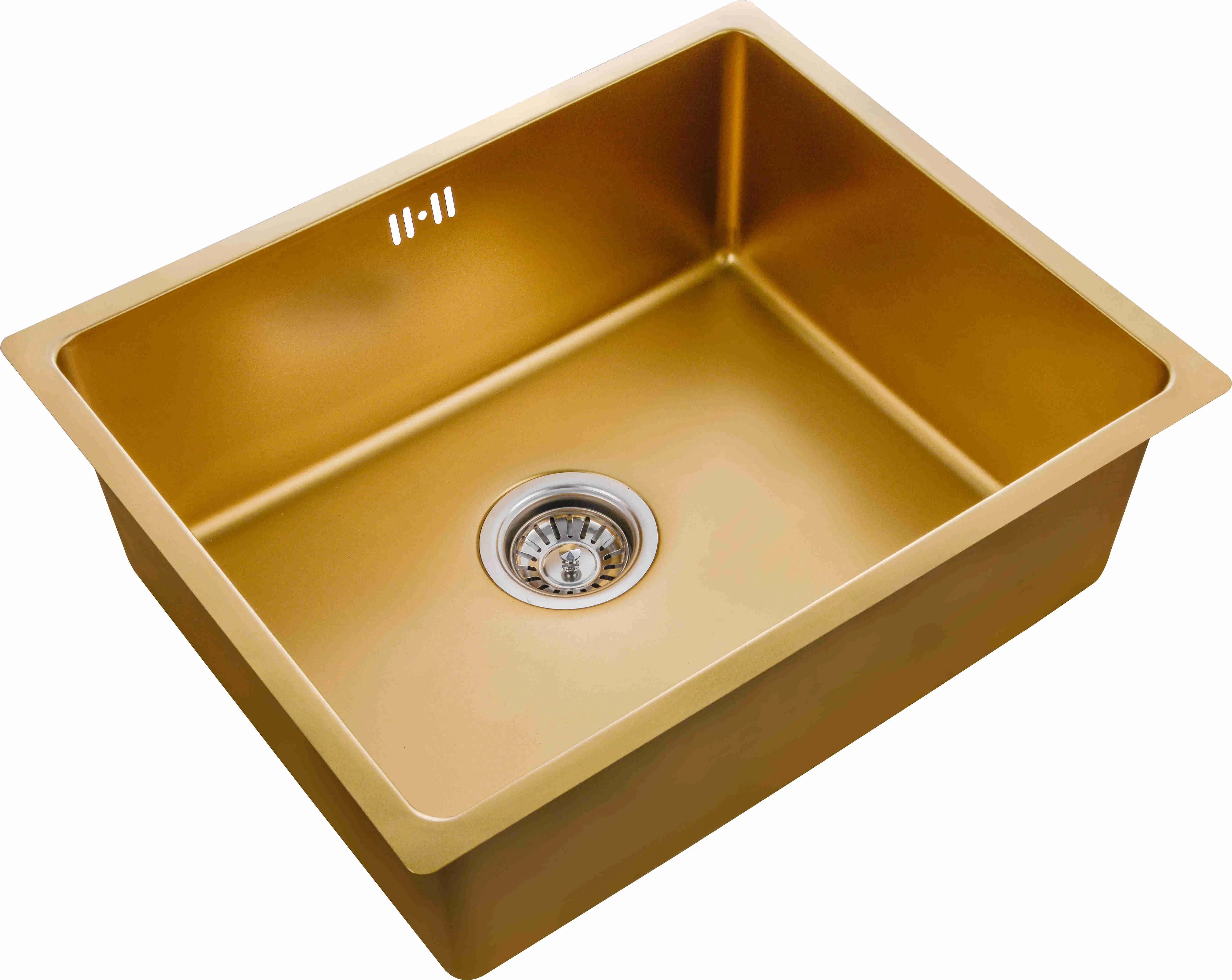 Brushed Gold 304#/201# Stainless Steel One Bowl Kitchen Sink