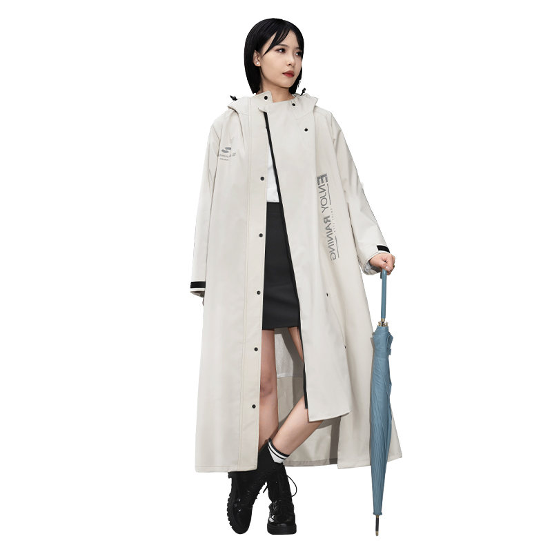 Men's Long-Body Waterproof Windproof Breathable Polyester Trench Raincoat