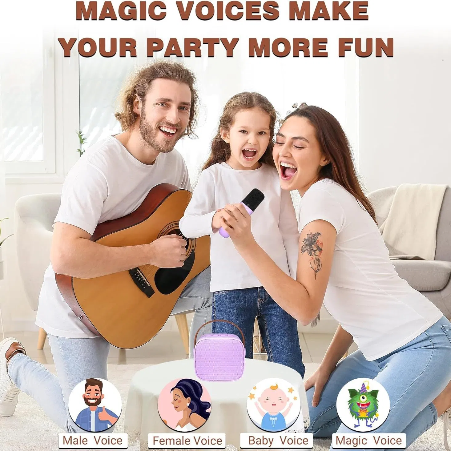 K1/P2 with Colored Lights Professional Wireless Children's Handheld Portable Microphone Bluetooth Speaker