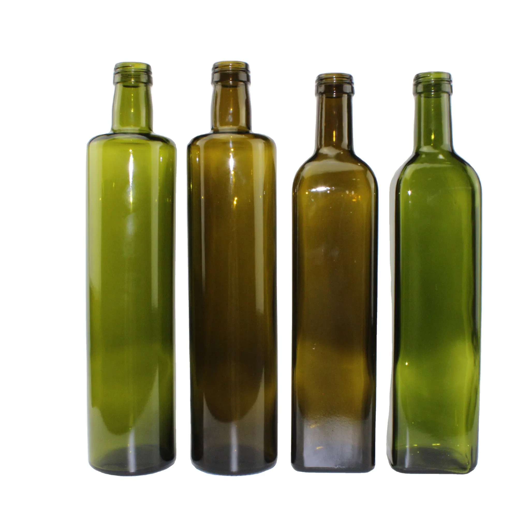 OEM Custom Wholesale 500ml Round Antique Green Glass Olive Oil Bottles