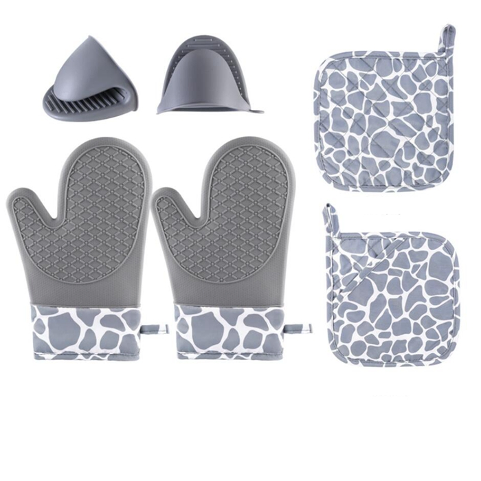 Long Silicone Oven Gloves with Trivet Mats and Cooking Pinch Mitts