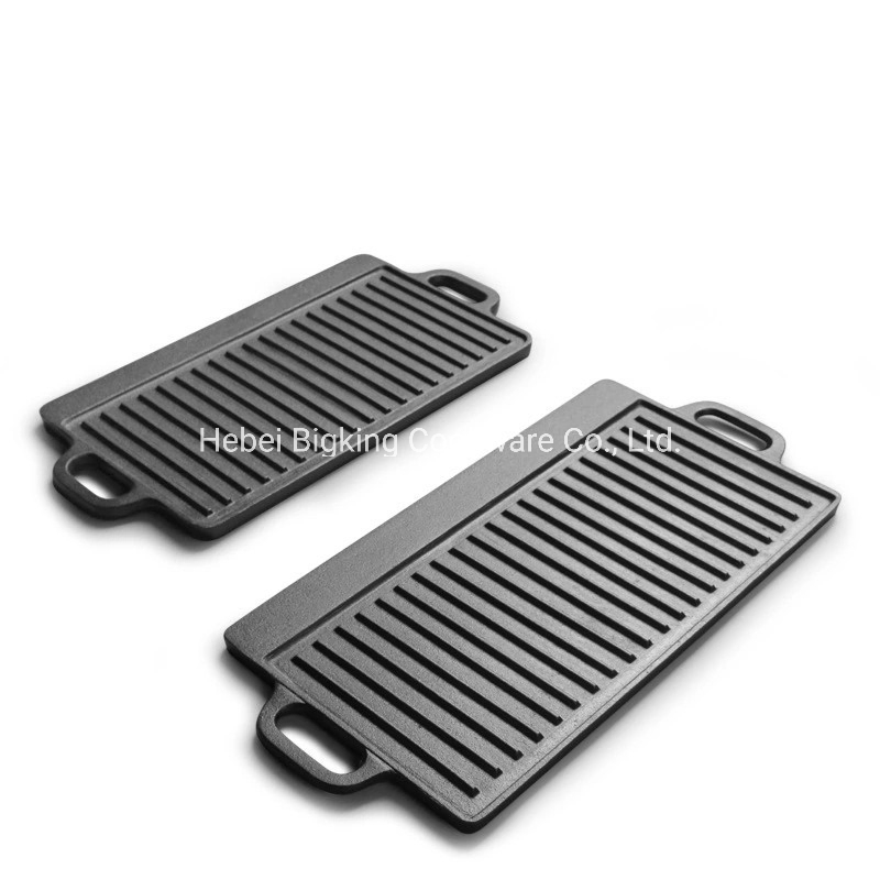 Rectangular BBQ Grills Cast Iron Griddle Reversible Fry Pan