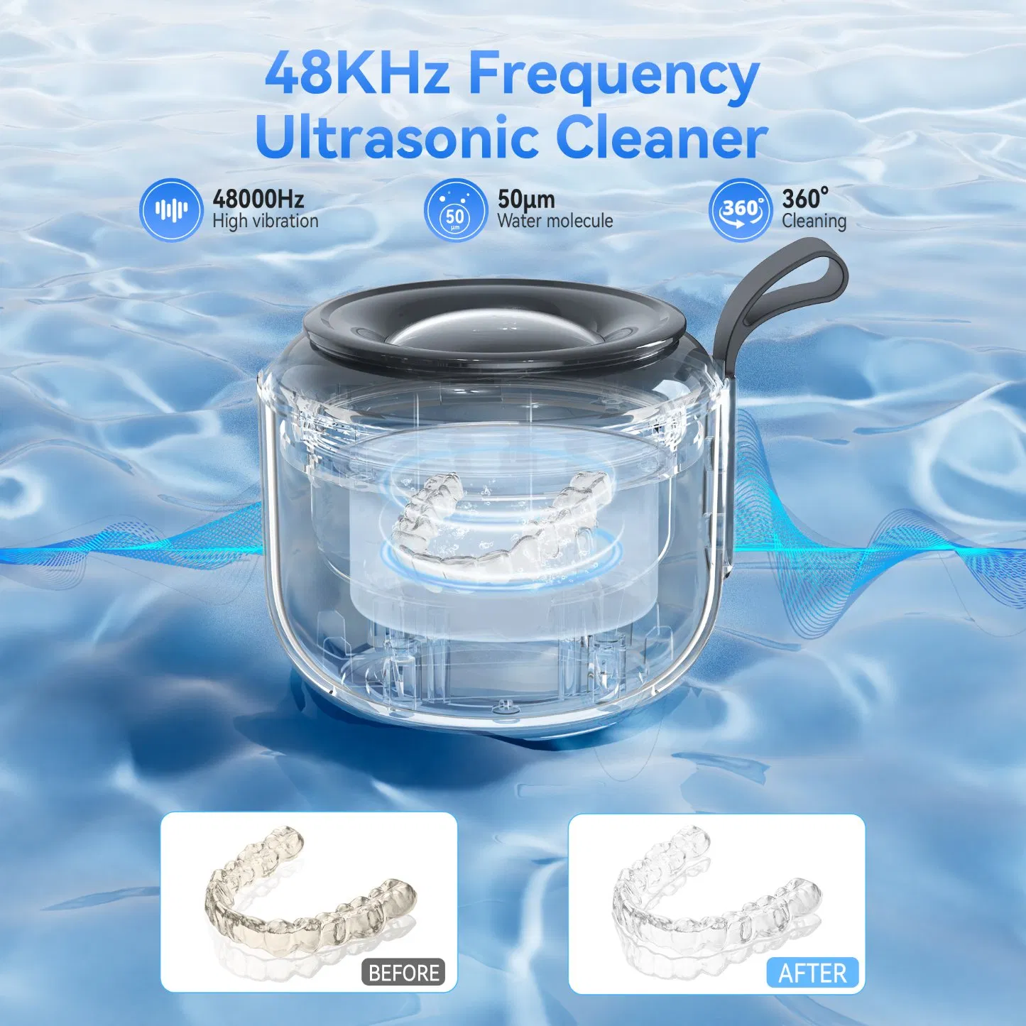 Smart Retainer Mouth Guard Aligner Cleaning Rechargeable Ultrasonic Cleaner Portable