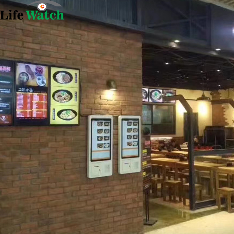 27-Inch Self-Service Order Payment LCD Interactive Terminal with Face Camera Barcode Scanner