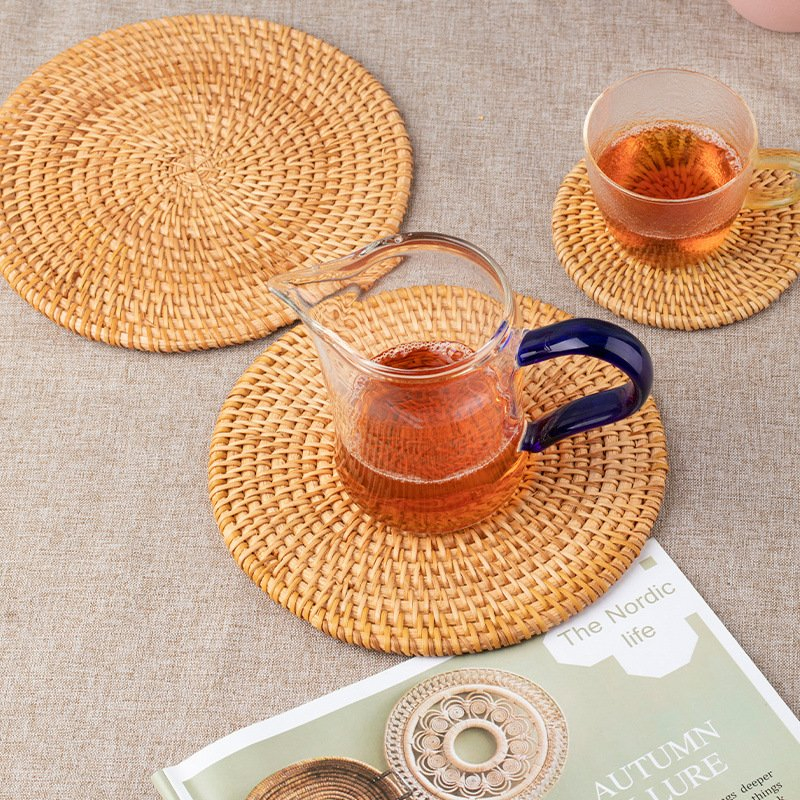 Handmade Rattan Woven Heat-Insulating Table Rattan Decor Placemats