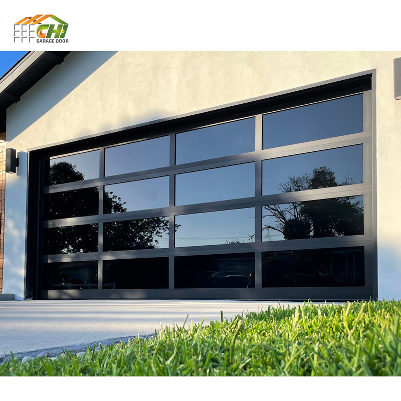 Chi Top Fashion Grey Aluminum Frame Glass Garage Door