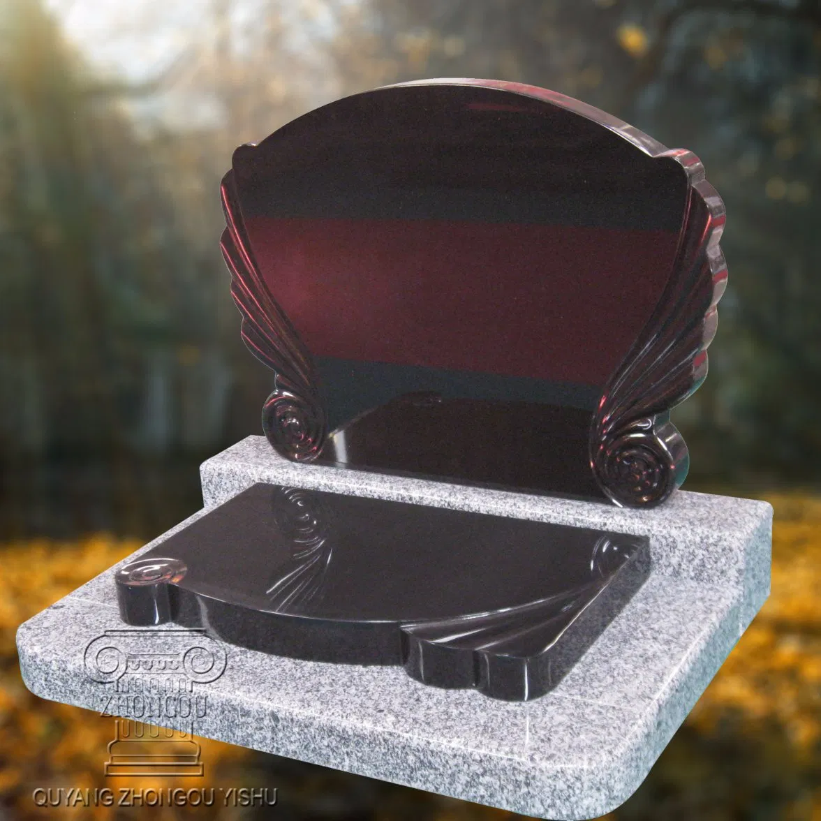 Black and White Granite Headstone Tombstone and Monument