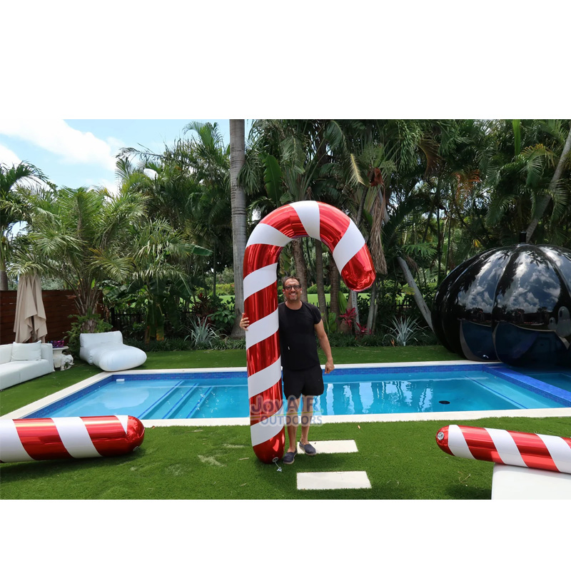 Large Outdoor Inflatable Christmas Balloons Decoration PVC Mirror Candy Canes