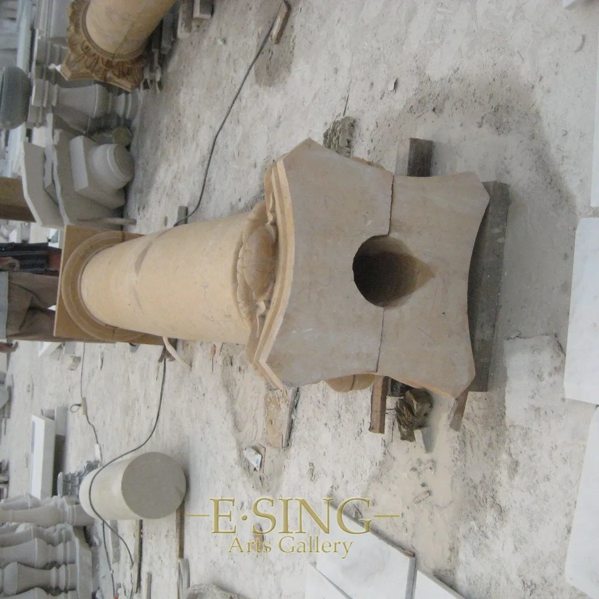 Factory Direct Sale Exterior Yellow Marble Columns House Decorative Pillars for Homes Hollow Pillars