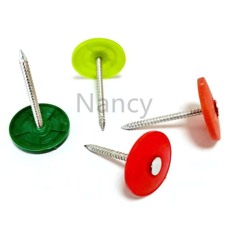 12g X 1inch Electro Galvanized Plastic Cap Roofing Nail Ring Shank Roofing Nails 3000PCS/Pail