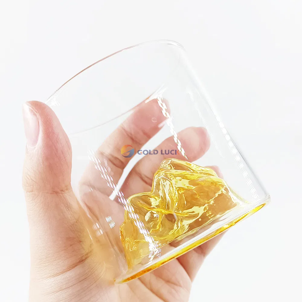 Unique Mountain Bottom Glasses Borosilicate Material Cup for Liquor Spirit Beverage