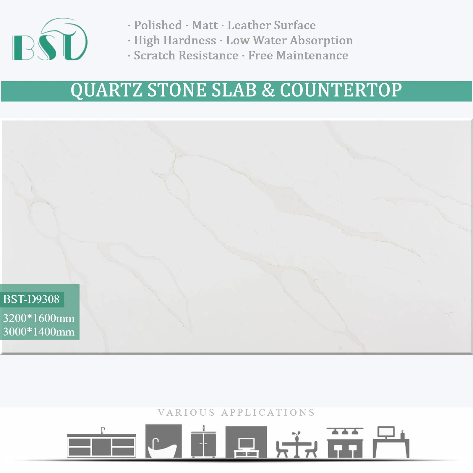 Calacatta Silica-Free Engineered Stone Non-Silica Quartz Alternative for Healthy Kitchens