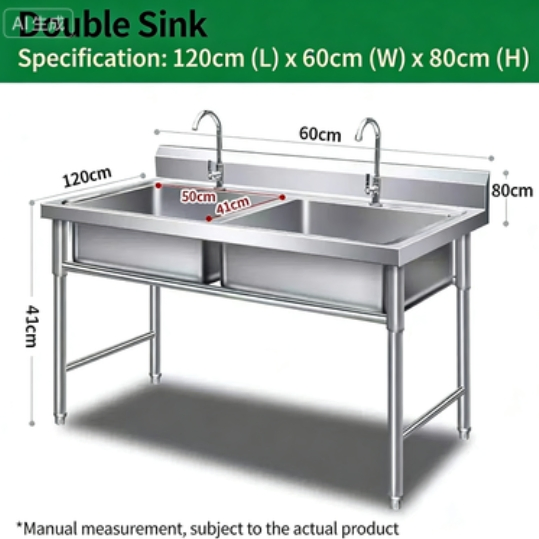 Double Sink 120cm*60cm*80cm Premium Stainless Steel Washbasin for Modern Kitchen Designs